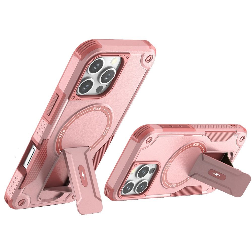For Apple iPhone 16 Pro Magnetic Invisible Kickstand Holder with Magsafe, Slim Fit Shockproof Hybrid Military Grade Heavy Duty Case Cover