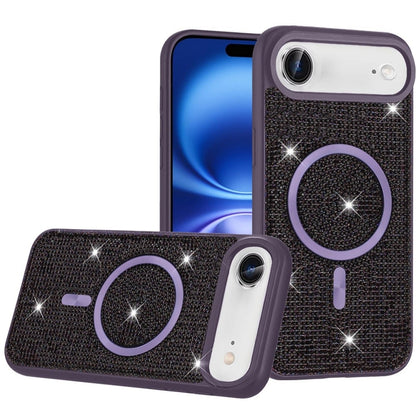 For Apple iPhone 17 Air (6.6") Sparkly Diamond Bling Case Rhinestone Skin Hybrid with Magnetic Circle, MagSafe Compatible Case Cover