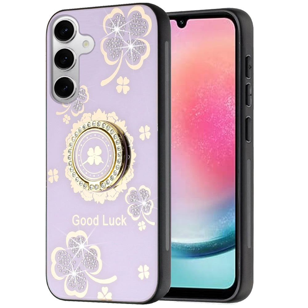 For Samsung Galaxy A26 Diamonds 3D Fashion Bling Sparkly Glitter Ornaments Engraving Hybrid with Ring Stand Case Cover