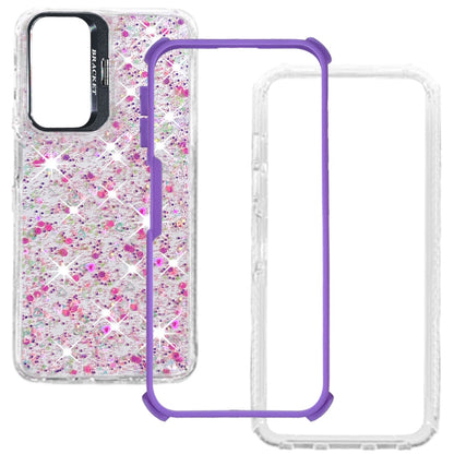 Phone Case for Samsung Galaxy A37 Luxury Bling Scattered Glitter Hybrid Dual Layers with Integrated Camera Stand and Sparkle Finish Design Cover