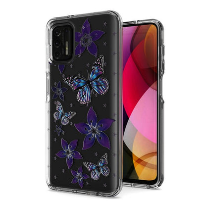 For Motorola Moto G Power 5G 2026 Hybrid Clear Frame with Trendy Pattern Design, Shockproof Hard Back & TPU Rubber Case Cover Butterflies