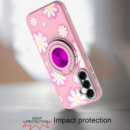 Phone Case for Samsung Galaxy S26 FE /Fan Edition Magnetic Ring Stand Matte Metal Hybrid Car Mount Friendly Shockproof Rotational Grip Diamond Design Pattern Cover