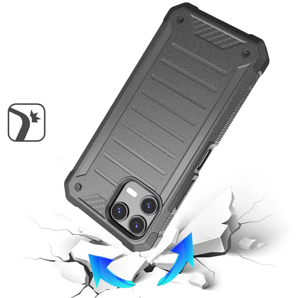 For Cricket Icon 2026 Tough Lined Design Hybrid Shockproof Protective Rugged TPU Hard PC with Durable Grip Case Cover