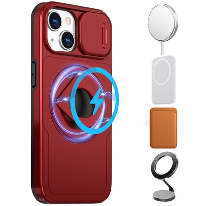 For Apple iPhone 14 /13 Full Coverage with Camera Window, Magnetic Circle, Rotatable Ring Stand, MagSafe Compatible, Shockproof Hybrid Protectiv Case Cover