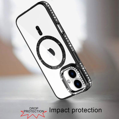 Phone Case for Apple iPhone 17 Luxury Diamond Bling Edged Magnetic Glitter Shockproof Hybrid with Camera Kickstand Durable Grip Cover