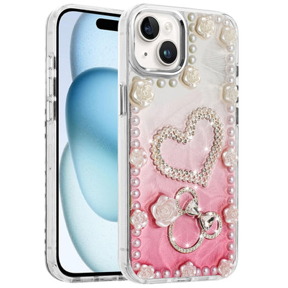 For Apple iPhone 11 Bling Fashion Design with 3D Pearls Epoxy Glitter Ornaments Chrome Edge Hard Slim PC Case Cover