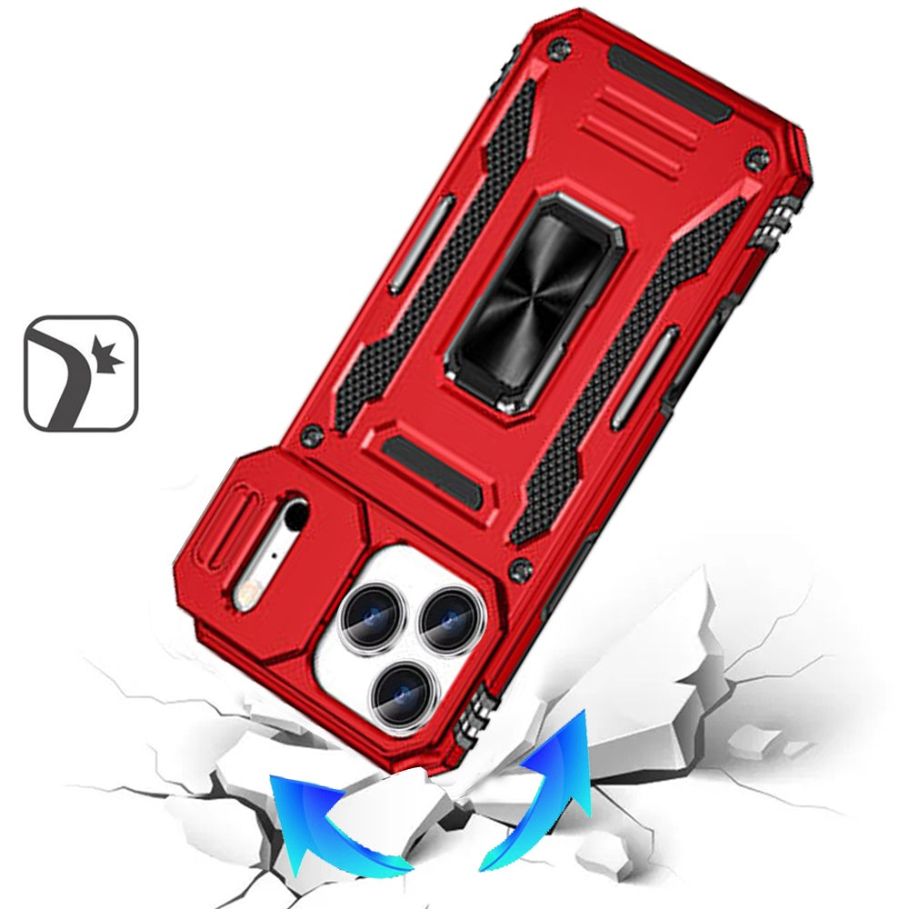 Phone Case for Apple iPhone 18 Pro Max Tough Metal Ring Shockproof Sliding Camera Window Hybrid Armor Rugged Anti Slip Heavy Duty Grip Cover