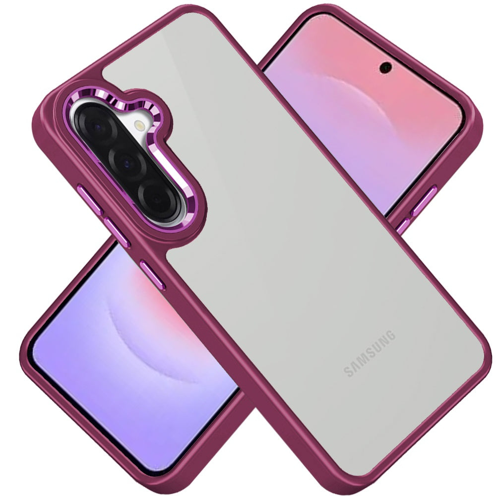 Phone Case for Samsung Galaxy A37 Transparent Thick Acrylic Hybrid Metal Buttons Shockproof Rubber TPU Slim Durable Grip Protective Cover
