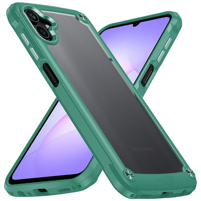 Phone Case for Samsung Galaxy A08 4G, A07 5G, A07 4G Transparent Hybrid Metal Button Camera Edge Shockproof Bumper Frame TPU Protective Slim Grip Durable Cover