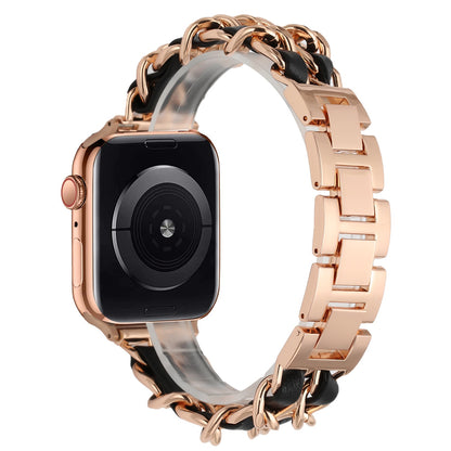 Watch Band for Apple Watch 42/44/45/46mm & Ultra 49mm, Series 4-10 & SE Zinc Alloy Leather Adjustable Strap Secure Buckle Comfortable Fit Durable Construction