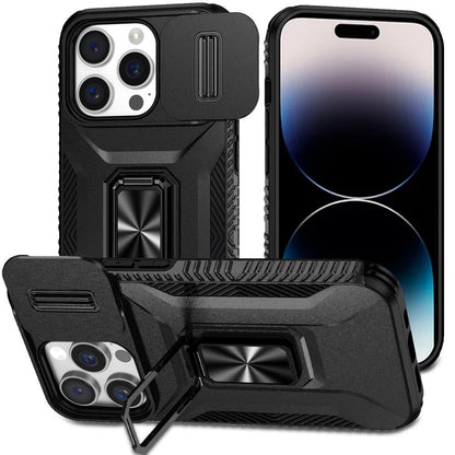 Phone Case for Apple iPhone 14 Pro Max Magnetic Ring Stand Camera Protection Shockproof Heavy Duty Kickstand Rugged Grip Anti Scratch Hybrid Cover Black