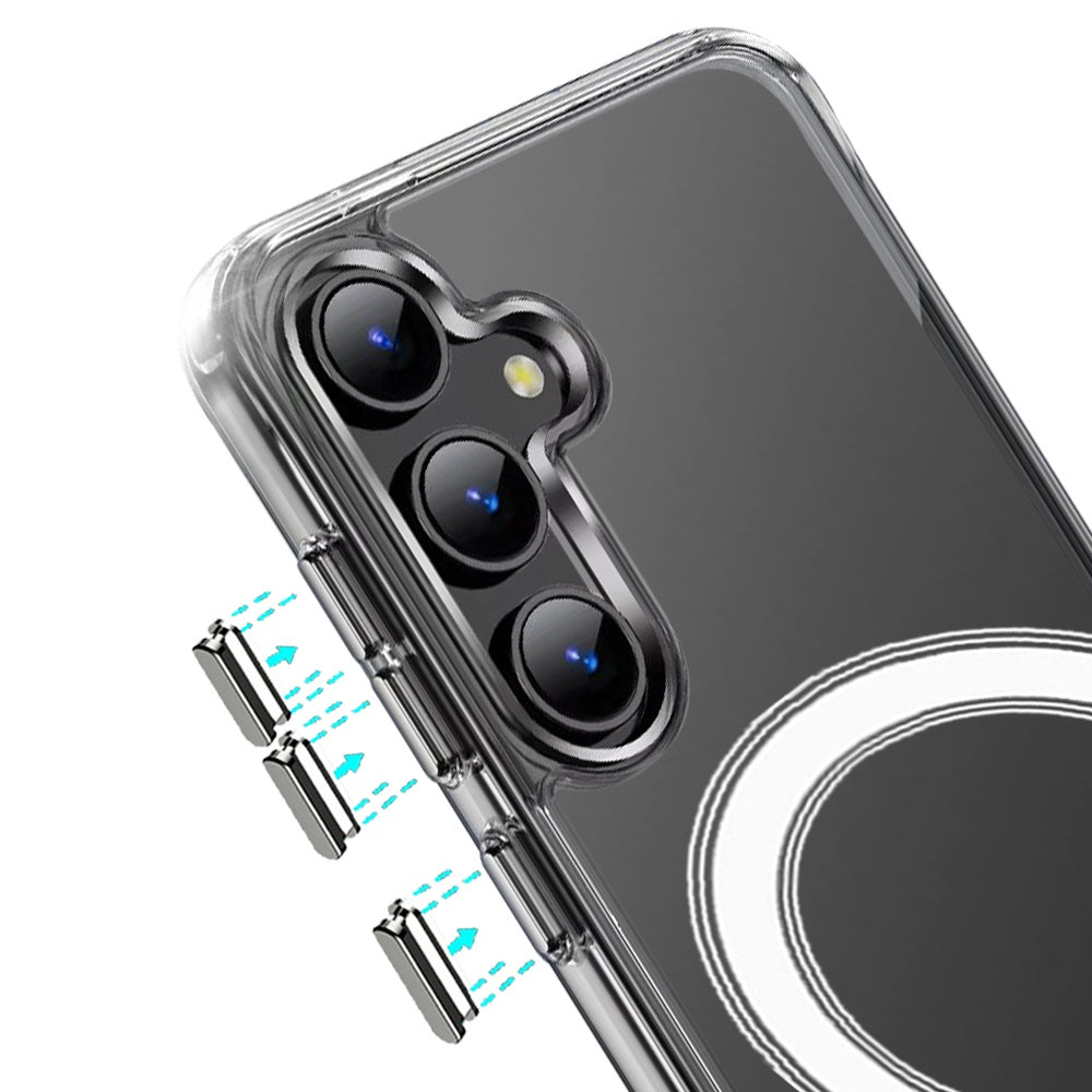 Phone Case for Samsung Galaxy A27 Thick Clear Hybrid Magnetic Circle Shock Absorbing Reinforced Corners TPU Heavy Duty Transparent Frame Bumper Cover Clear