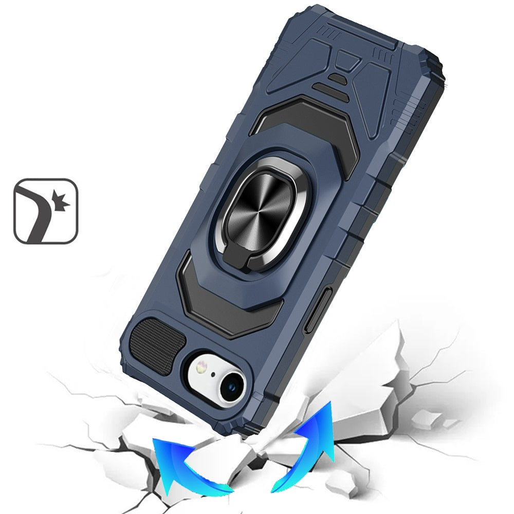 For Apple iPhone 16e Hybrid Dual Layer with 360° Rotate Magnetic Ring Stand Holder Kickstand TPU Rugged PC Shockproof Case Cover
