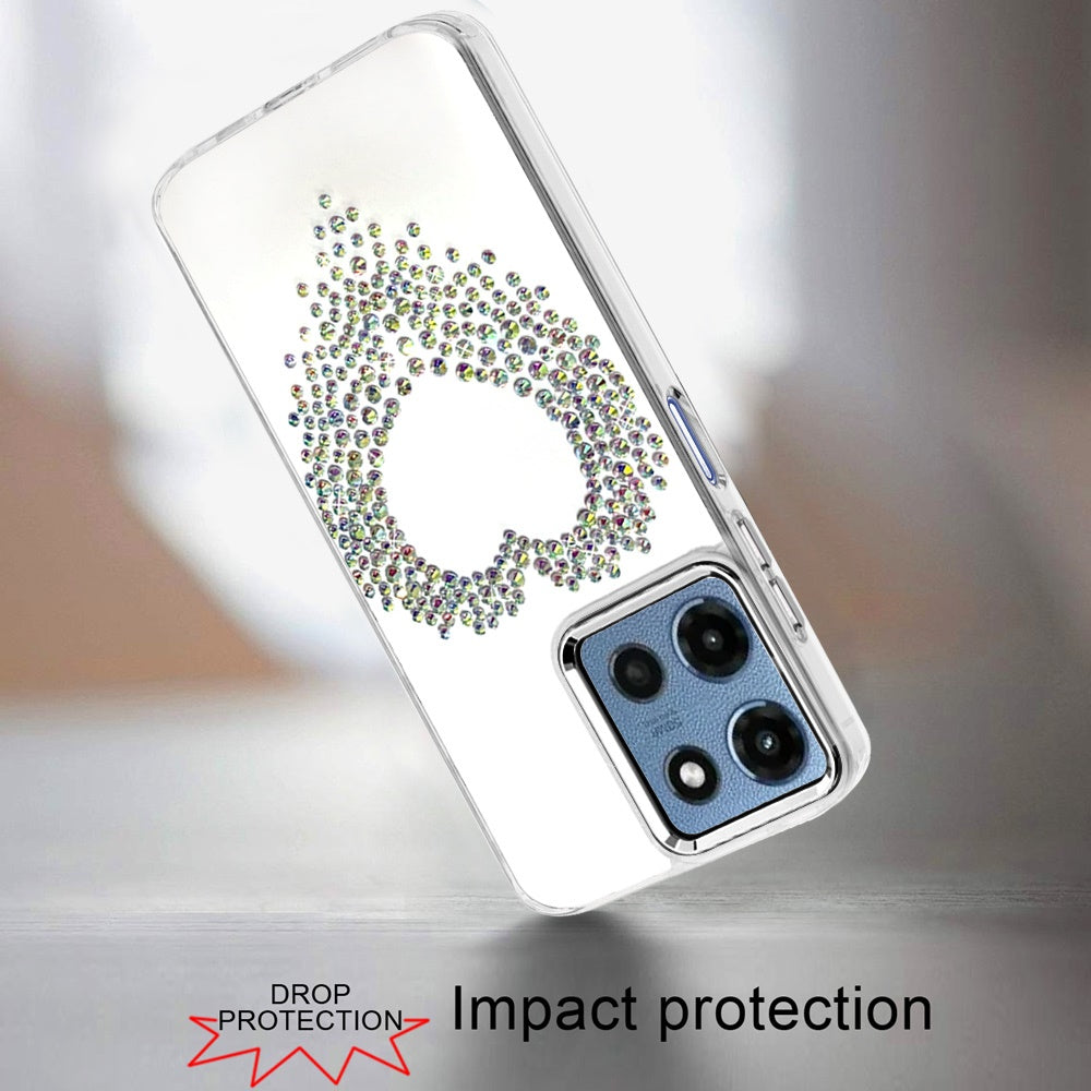 Phone Case for Motorola Moto G Play 5G 2026 Angel Hearts Bling Shimmer Colorful Glitter Chrome Edge Shockproof Stylish Hybrid Design Cover Silver