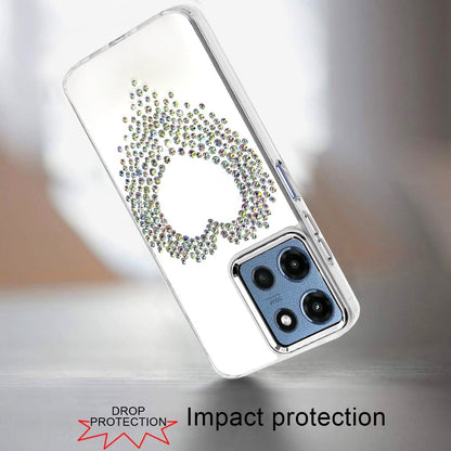 Phone Case for Motorola Moto G 5G 2026/ Moto G 5G 2025 Angel Hearts Bling Shimmer Colorful Glitter Chrome Edge Shockproof Stylish Hybrid Design Cover Silver