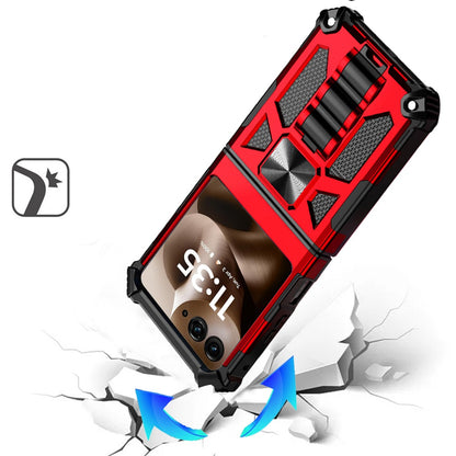 Phone Case for Motorola Razr+ PLUS 2024 Built in Magnetic Hiden Kickstand Shockproof Rugged Armor Grip Hybrid Heavy Duty Anti Slip Protective Style Cover