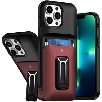 For Apple iPhone 13 Pro Max Wallet Case with 2- Credit Card Holder, Wrist Strap & Kickstand Hybrid Shockproof TPU Case Cover