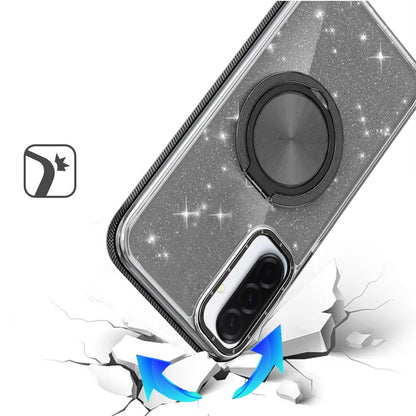 Phone Case for Samsung Galaxy A57 Magnetic Hybrid 360 Rotating Ring Kickstand Tough Hard PC Soft TPU Glitz Shimmer Glitter Shock Absorbing Cover