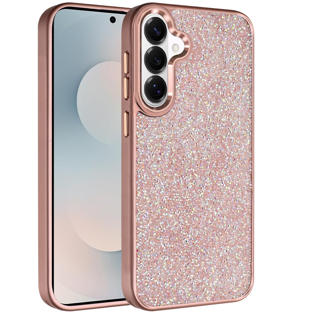 For Samsung Galaxy S26 Crystal Sparkle Diamond Glass Full Mini Glitter Bling Frame TPU Hybrid Protective Case Cover
