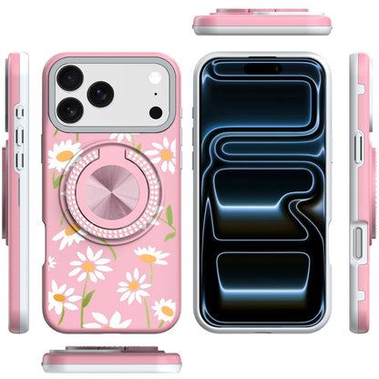 For Apple iPhone 17 AIR Pattern Design Hybrid with Invisible Ring Stand & Magnetic Back, Shockproof Protective Grip Case Cover
