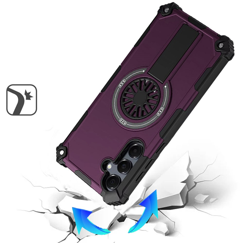 Phone Case for Samsung Galaxy A37 / A36 Invisible Kickstand Magnetic Car Mount Friendly Shockproof Texture Anti Slip Durable Grip Heavy Duty Hybrid Cover Purple