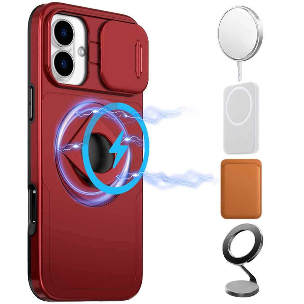 For Apple iPhone 17 (6.3") Full Coverage with Camera Window, Magnetic Circle, Rotatable Ring Stand, MagSafe Compatible, Shockproof Hybrid Protectiv Case Cover