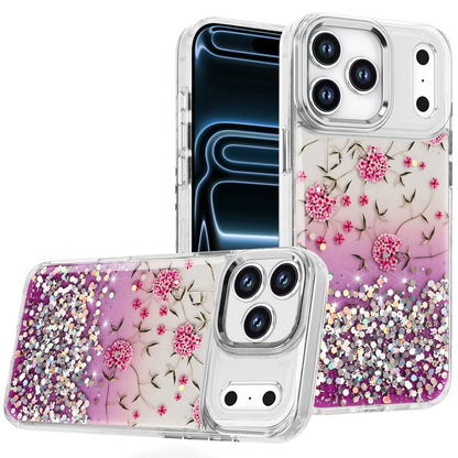 Phone Case for Apple iPhone 18 Pro/ 17 Pro Luxury Glitter Epoxy Design Chrome Metallic Edge Shockproof Protective Stylish Fashion Durable Slim Premium Finish Cover Pink