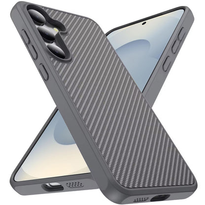 For Samsung Galaxy S26 Carbon Fiber Design with Magnetic HQ 2.0mm Thick Hybrid Shockproof Rubber Hard PC Case Cover
