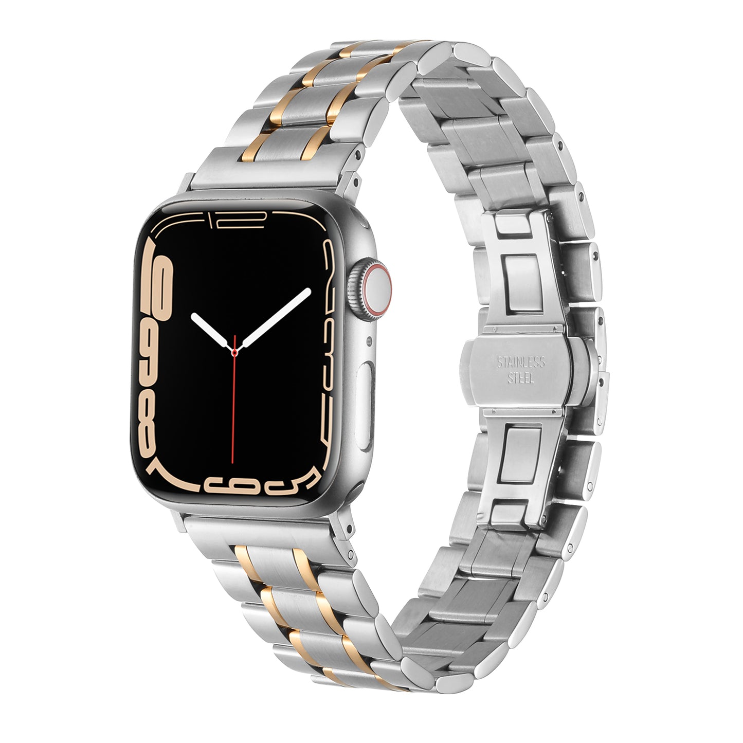 Watch Band for Apple Watch 42/44/45/46mm & Ultra 49mm, Series 4-10 & SE Stainless Steel Link Adjustable Bracelet Secure Clasp Durable Metal Replacement