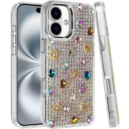 Chrome Fashion Hybrid Bling Diamond Heart Rhinestone Decorative Stones Sparkling Embellished Design