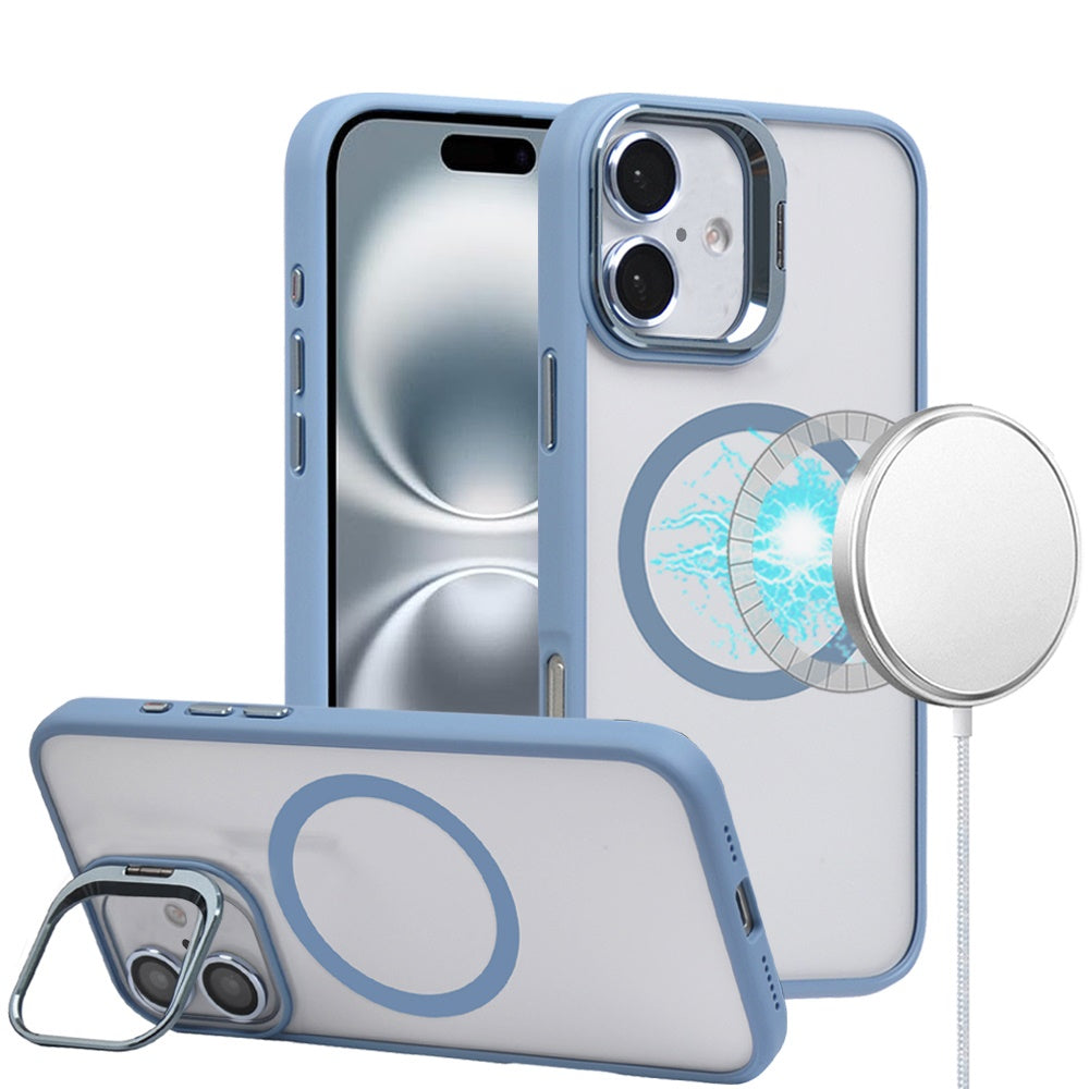 For Apple iPhone 16 Plus (6.7") Hybrid Magnetic Cool Case with Camera Stand Fits MagSafe Accessories Shockproof Case Cover