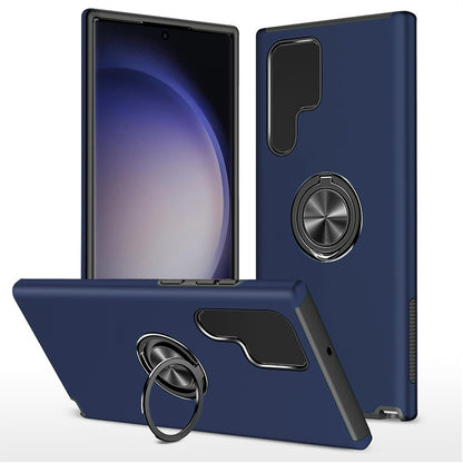 For Samsung Galaxy S24+ Plus Hybrid 360 Degree Rotatable Metal Invisible Ring Stand Holder Slim Fit Magnetic Car Mount Shockproof Case Cover Dark Green