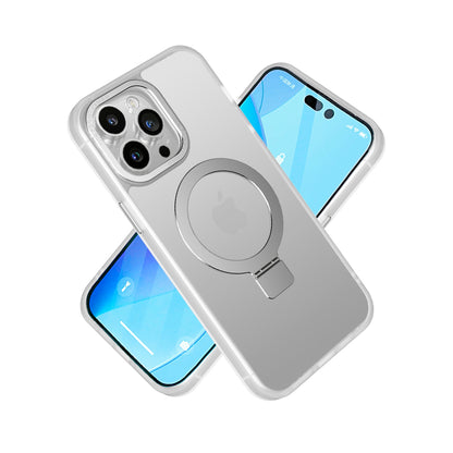 For Apple iPhone 17E /16E Magnetic Metal Matte with Built-in MagSafe Stand, Hybrid Shockproof Armor, TPU Frame Case Cover Clear