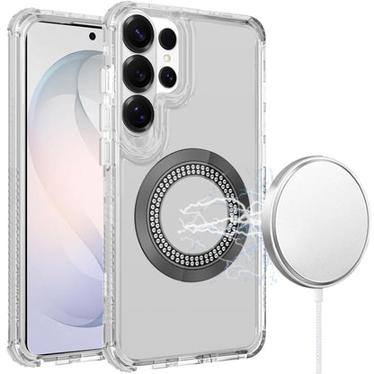 Phone Case for Samsung Galaxy S26 Ultra Magnetic Circle Bling Chrome Hybrid Shockproof Protective Grip 3in1 Durable Stylish Crystal Frame Cover
