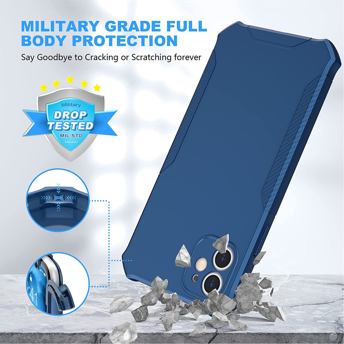 For Cricket Icon Plus 2026 Full-Body Dual Layer Hybrid Case Slim, Drop-Proof TPU Hard PC, Durable Corner Front Bumper Protector Case Cover Blue