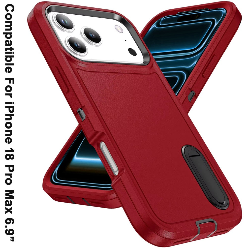 Phone Case for Apple iPhone 18 Pro Max 3in1 Tough Rugged Kickstand Shockproof Armor Grip Heavy Duty Drop Resistant Protective Hybrid Cover