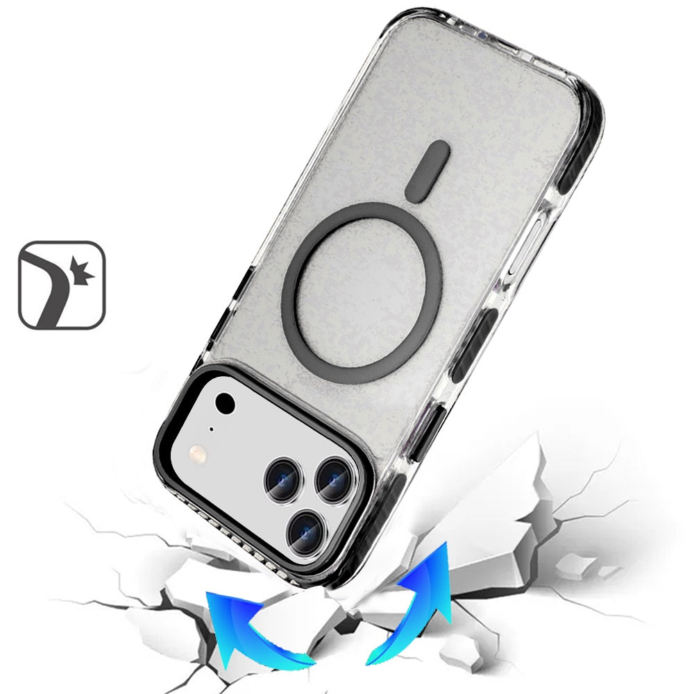 For Apple iPhone 17 Pro (6.3") Transparent Hybrid with Color-Matched Magnetic Circle, Rubber TPU Frame Hard PC Shockproof Case Cover Cosmic Orange