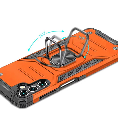 For Samsung Galaxy A16 5G Armor Hybrid Magnetic Stand with Ring Holder Kickstand Shockproof Heavy-Duty Durable Rugged TPU Dual Layer Case Cover Cosmic Orange