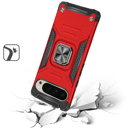 For Google Pixel 9 Pro XL (6.8") Armor Hybrid with Ring Holder Kickstand Shockproof Heavy-Duty Durable Rugged Dual Layer Case Cover