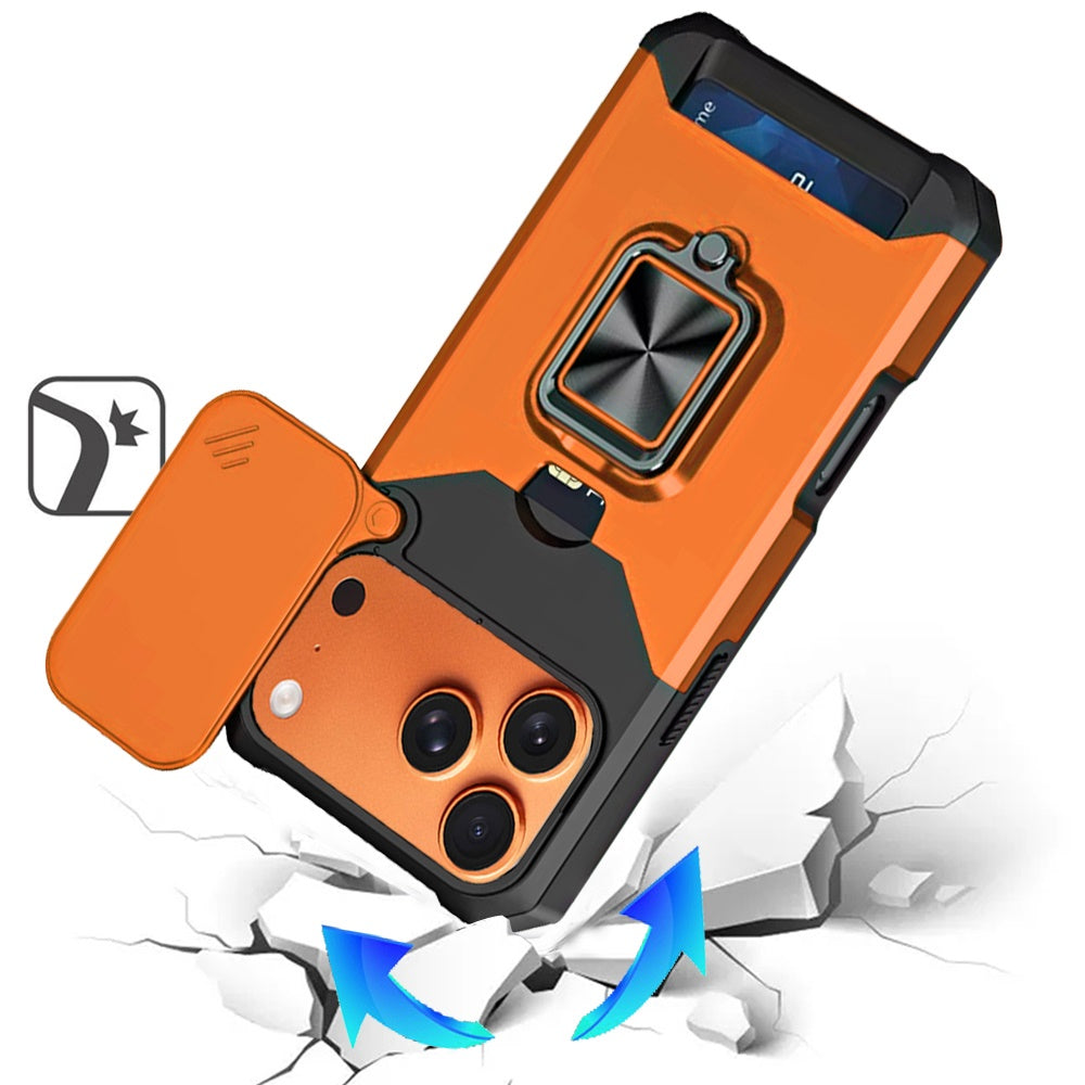 Phone Case for Apple iPhone 18 Pro Card Holder Magnetic Ring Stand Shockproof Anti Slip Wallet Grip Protective Hybrid Design Cover