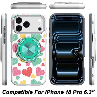 Phone Case for Apple iPhone 18 Pro Magnetic Ring Stand Matte Metal Hybrid Car Mount Friendly Shockproof Rotational Grip Diamond Design Pattern Cover