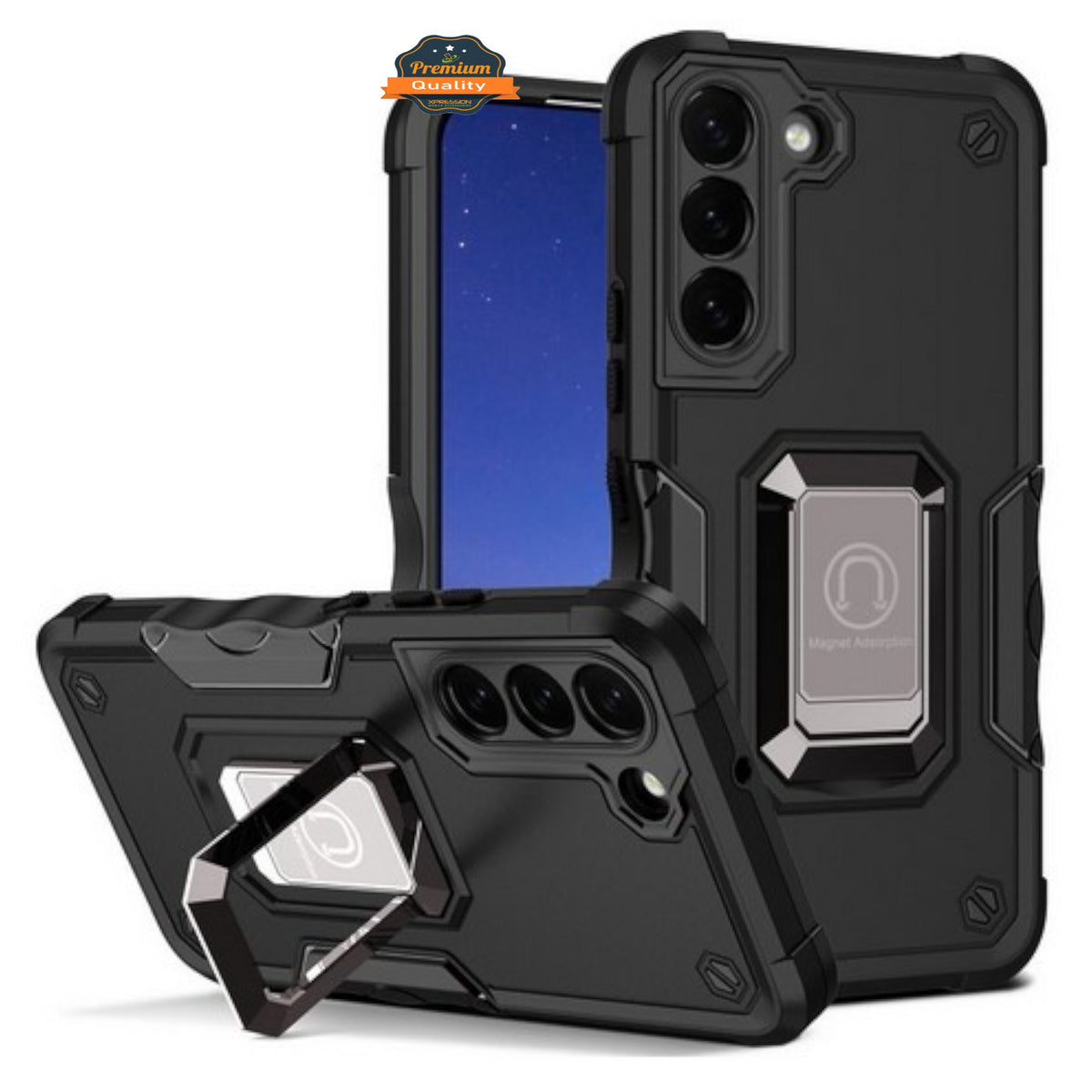 For Apple iPhone 16e /iPhone SE4 Heavy Duty Hybrid 2in1 Hard PC & TPU Rugged Bumper Shockproof with Magnetic Ring Kickstand Case Cover