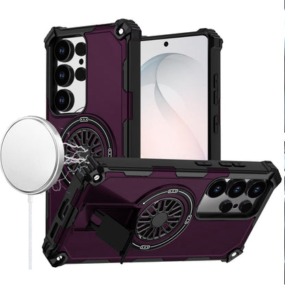 Phone Case for Samsung Galaxy S26 Ultra Invisible Kickstand Magnetic Car Mount Friendly Shockproof Texture Anti Slip Durable Grip Heavy Duty Hybrid Cover Purple
