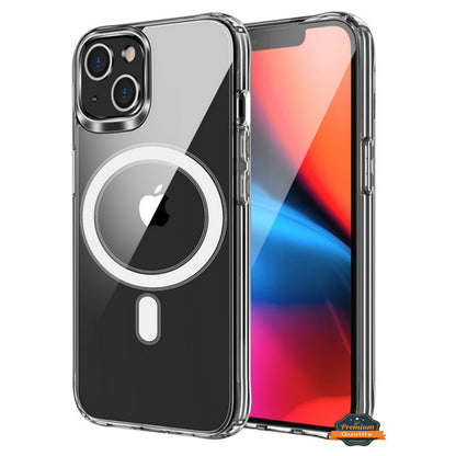 For Apple iPhone 16 Pro (6.3") Magnetic Clear Compatible with Magsafe Wireless Charger PC + TPU Hybrid Slim Transparent Case Cover Clear
