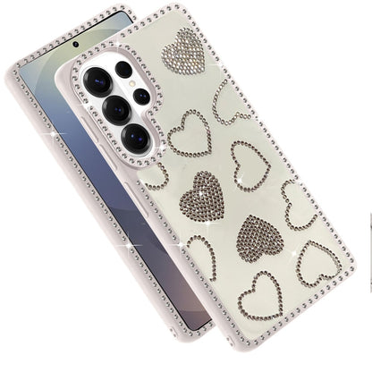 For Samsung Galaxy S26 Ultra Spread Love Glitter Shimmer Diamond Edge Hybrid Drop Protection Shockproof Design Compatible Case Cover