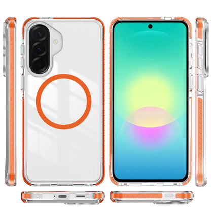 Phone Case for Samsung Galaxy A27 Transparent Magnetic Shockproof Colored Edge Hybrid Case Slim Durable Grip Clear Protective Soft TPU Cover