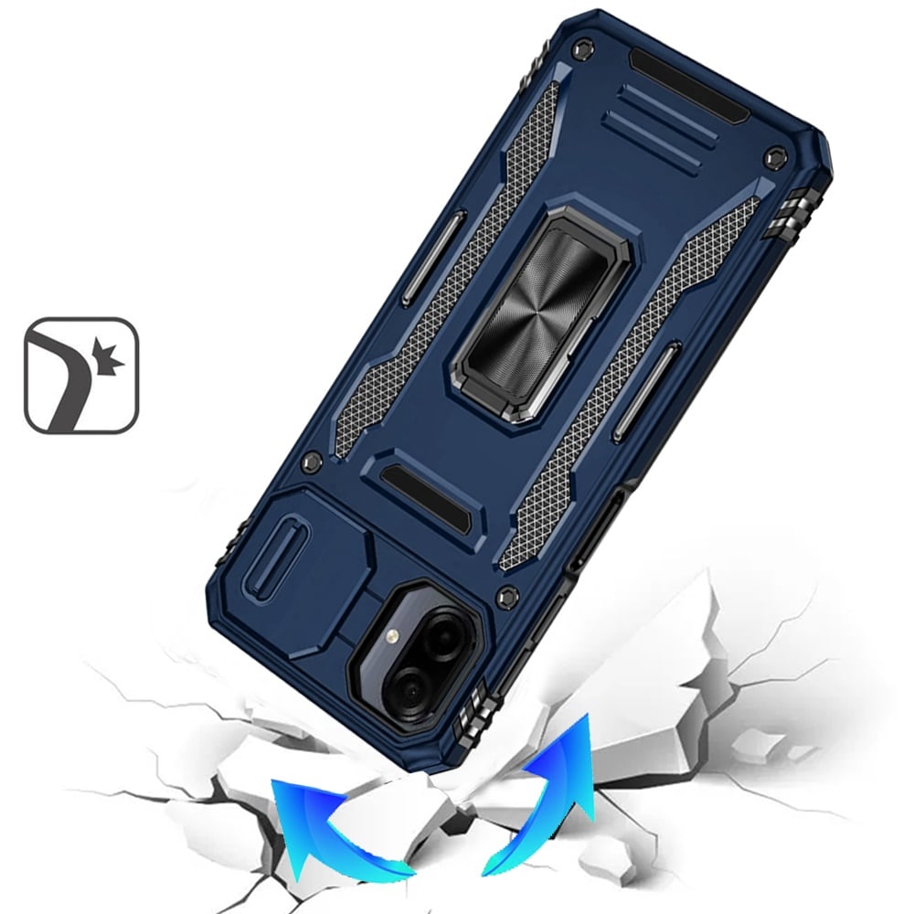 Tough Hybrid Case with Movable Camera Window & Metal Ring Stand Shockproof