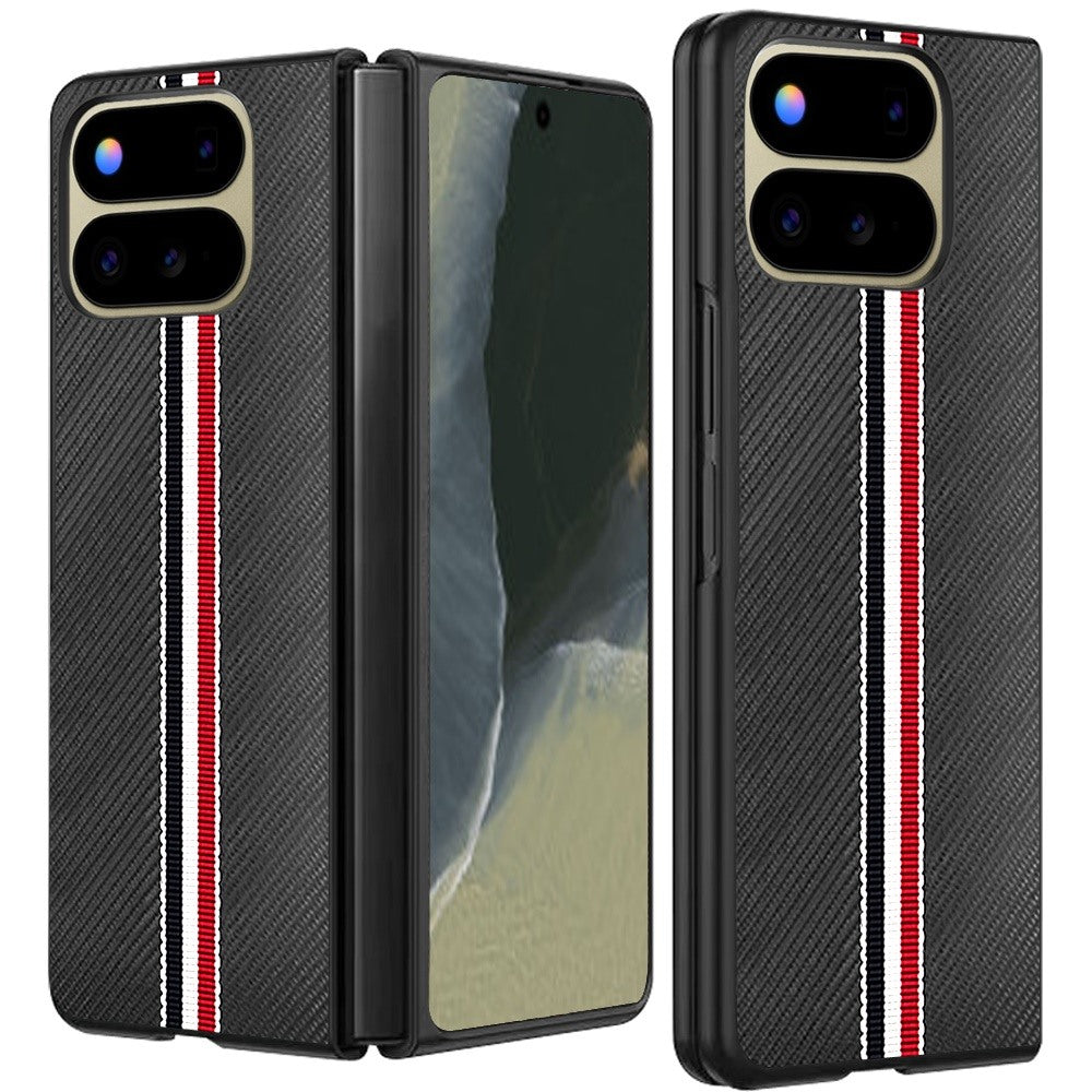 Phone Case for Google Pixel 11 Pro Fold Velvet Fabric Vegan PU Leather Slim Fit Hybrid Protective Shell Shockproof Design Cover Black