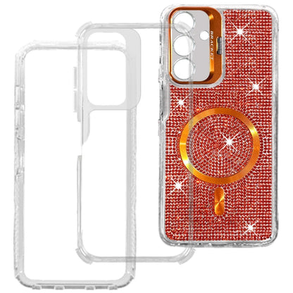 Phone Case for Galaxy A17 5G Luxury Glitter Magnetic Hybrid with Camera Stand Dual Layer Shockproof Sparkle Dot Pattern Clear Edges Cover