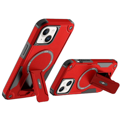 Phone Case for iPhone 15 Plus Magnetic Kickstand Rugged Shockproof Armor Grip Anti Slip Heavy Duty Protective Matte Stand Hybrid Cover Red